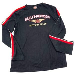 HARLEY DAVIDSON  women's  long sleeves cotton top front & back printed logo XL